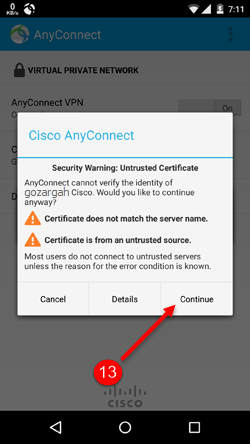 step14 - آموزش استفاده از سرویس cisco anyconnect در اندروید